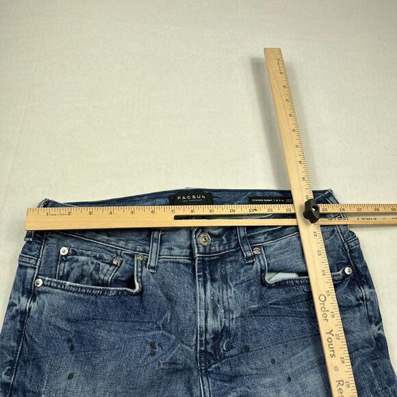 Pacsun Mens Stacked Skinny Jeans Blue Denim Slim Fit Stretch Zip Up Size 31 x 32 - Picture 5 of 10